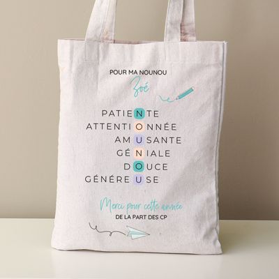 Tote bag personnalisé - Acrostiche Nounou