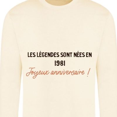 Sweat message générique femme née en 1981