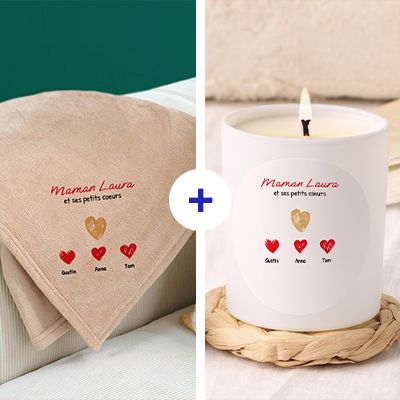 Coffret cocooning - Plaid et bougie personnalisés