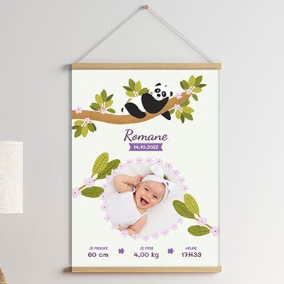 Affiche naissance personnalisée - Panda
