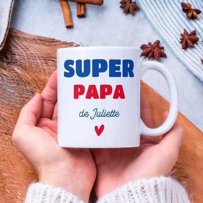 Coussin suédine Super papa,cadeau père,fête des pères par Benichan
