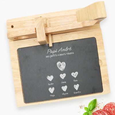 Guillotine à saucisson personnalisée - Papi et ses petits coeurs