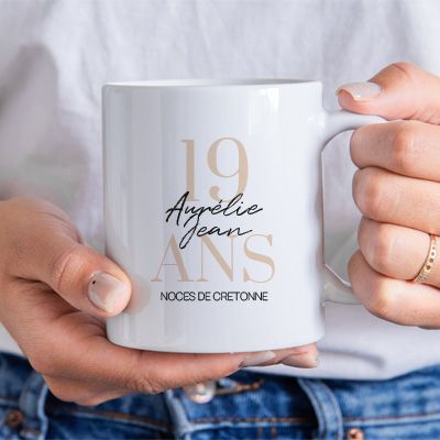 Mug personnalisé anniversaire de mariage - Noces de Cretonne