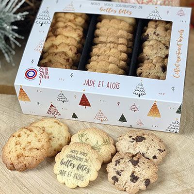 Coffret biscuits Personnalisable - Aux 3 saveurs - Noël