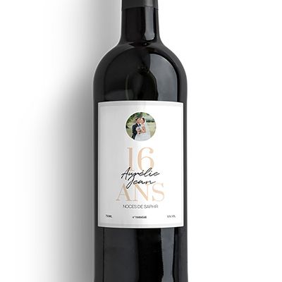 Bouteille de vin personnalisée anniversaire de mariage - Noces de Saphir