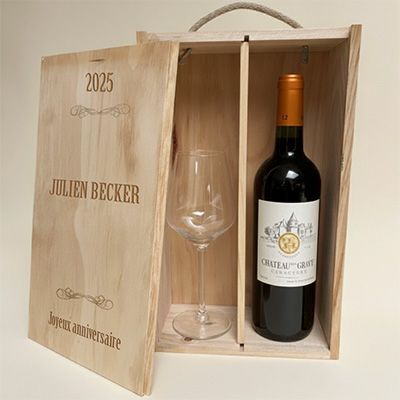 Caisse à vin premium personnalisée - Année Vintage