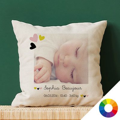 Coussin personnalisé photo - Naissance