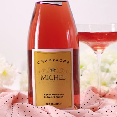 Bouteille de champagne rosé personnalisée - Prénom