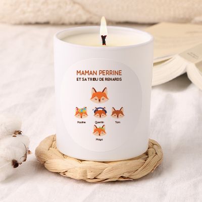 Bougie personnalisée - Maman Renard et sa meute