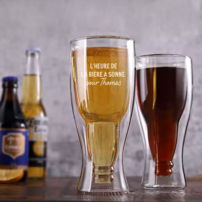 Verre à bière bouteille personnalisé - Message