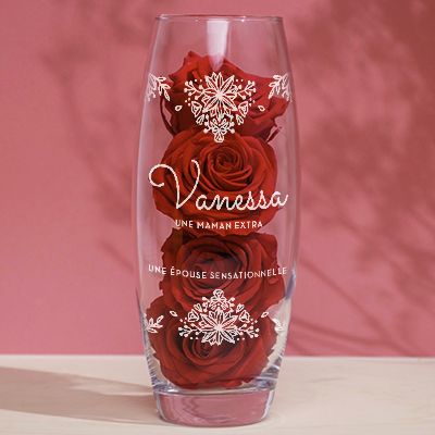 Vase personnalisé ovale - Fleurs
