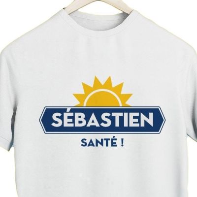 T-shirt blanc homme personnalisé pour un Sébastien
