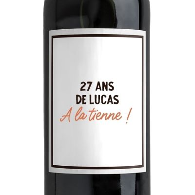 Bouteille de vin personnalisable homme 27 ans
