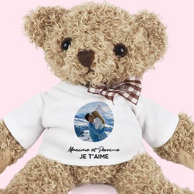 Ourson en peluche personnalisable - Photo et message