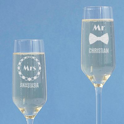Flûtes à champagne personnalisées couple - Mr & Mrs