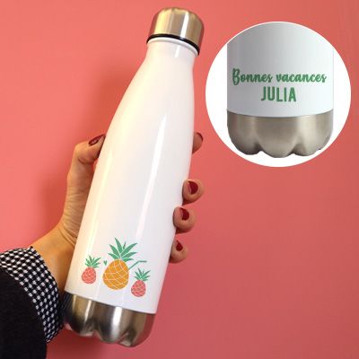Gourde isotherme en inox personnalisable - Été Ananas