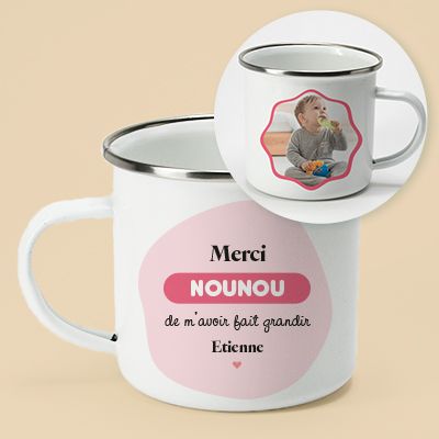 Mug émaillé personnalisé photo - Nounou