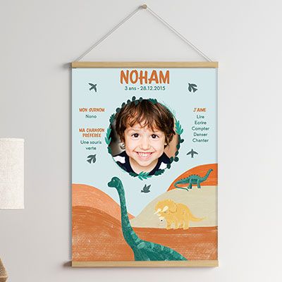 Affiche personnalisée enfant anniversaire - Dinosaure