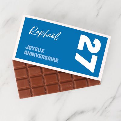 Tablette de chocolat Anniversaire Bleue