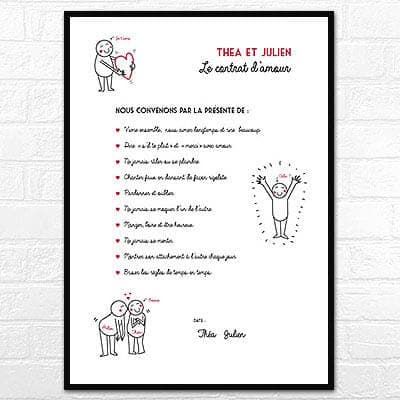 Affiche personnalisée couple - Contrat d'amour