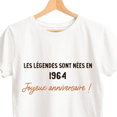 T-shirt blanc femme message générique année 1964