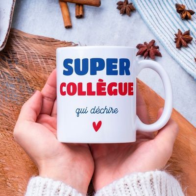 Tasse personnalisée Super Collègue avec prénom ou message