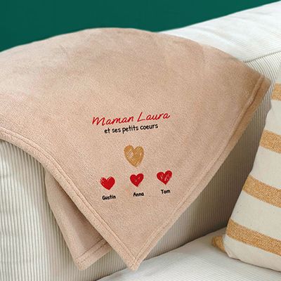 Plaid personnalisé - Maman et ses petits coeurs