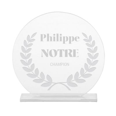 Trophée en verre personnalisé pour un Philippe
