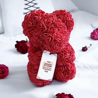 Ours en roses avec carte personnalisée - Aujourd'hui je t'aime depuis