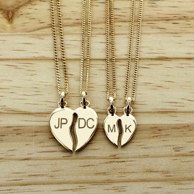 Pendentif personnalisé Coeur à Partager - Plaqué Or 14 carats
