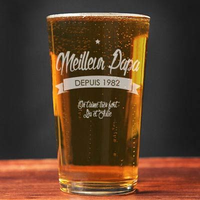 Verre à bière personnalisé message - Meilleur Papa