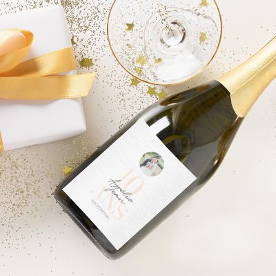 Bouteille de champagne personnalisée anniversaire de mariage - Noces d'Étain