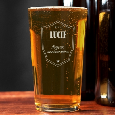 Verre à bière personnalisé prénom - Blason
