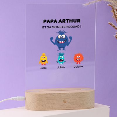 Lampe 3D personnalisée - Famille Monstres