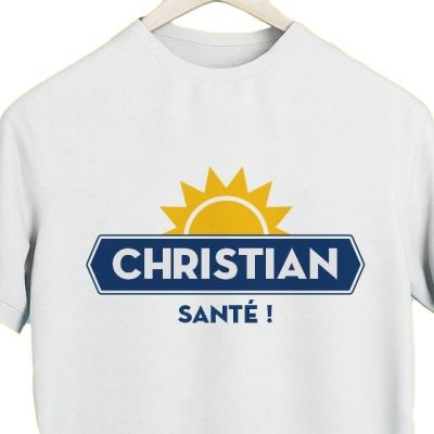 T-shirt blanc homme personnalisé pour un Christian