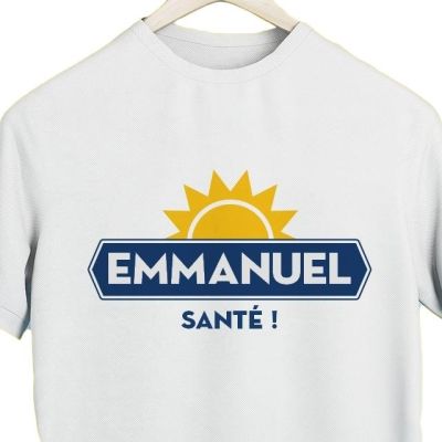 T-shirt blanc homme personnalisé pour un Emmanuel