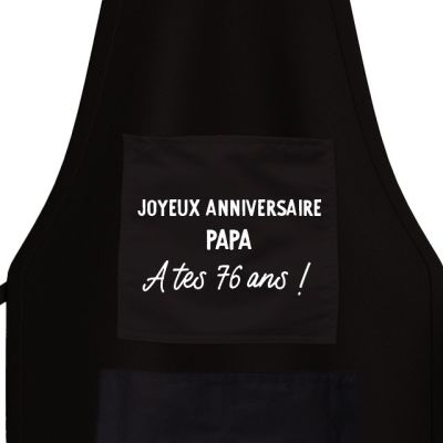 Tablier noir message papa 76 ans