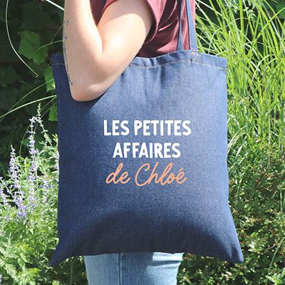 Tote bag en jean personnalisé - Message