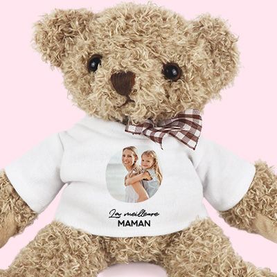 Ourson en peluche personnalisable - Photo et message