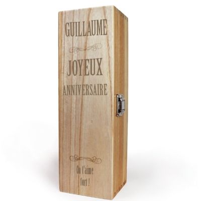 Caisse à vin en bois personnalisée pour un Guillaume