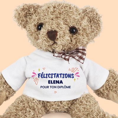 Ourson en peluche personnalisable - Félicitations
