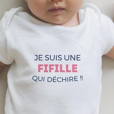 Body personnalisé pour bébé - Collection 'Je déchire' - Modèle Rose