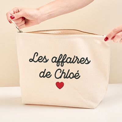 Trousse personnalisé brodée - Beige