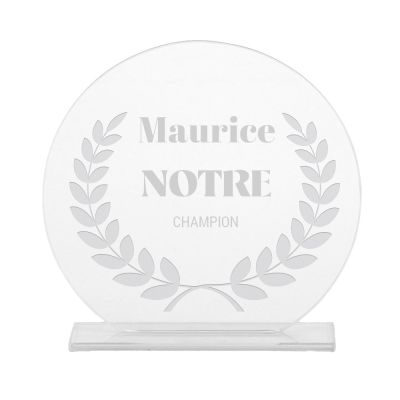 Trophée en verre personnalisé pour un Maurice