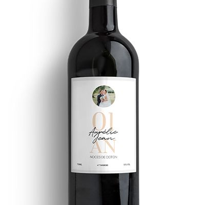 Bouteille de vin personnalisée anniversaire de mariage - Noces de Coton