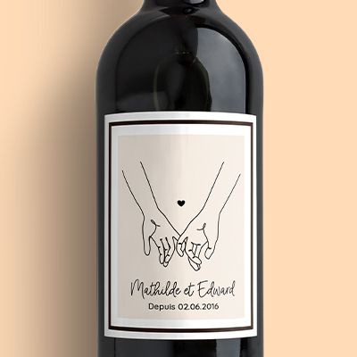 Bouteille de vin personnalisée - Dessin au trait
