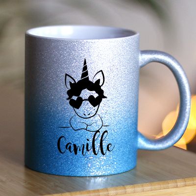Mug personnalisé à paillettes - Licorne