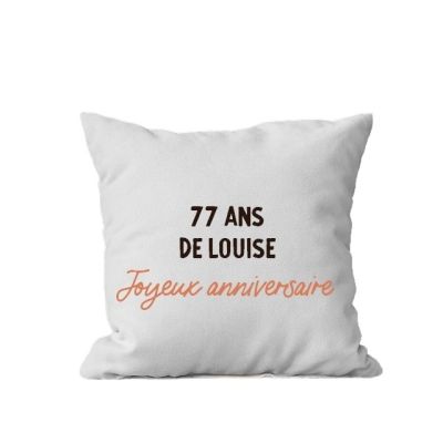 Coussin message personnalisable femme 77 ans