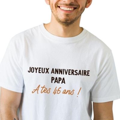 T-shirt blanc homme message papa 46 ans