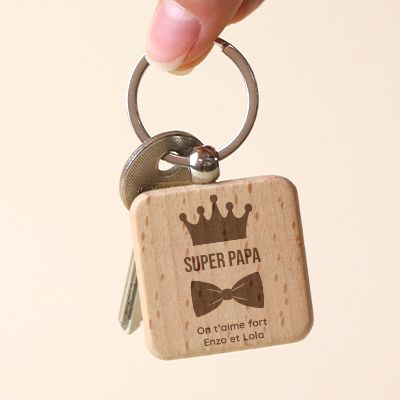 Porte-clés en bois personnalisé - Papa Royal